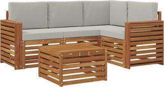 vidaXL Conjunto De Sof&aacute;s De Exterior 5 Uds. Gris Natural Y Claro Vidaxl