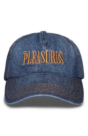 Pleasures Zigzag Adjustable Cotton Denim Baseball Cap in Indigo at Nordstrom