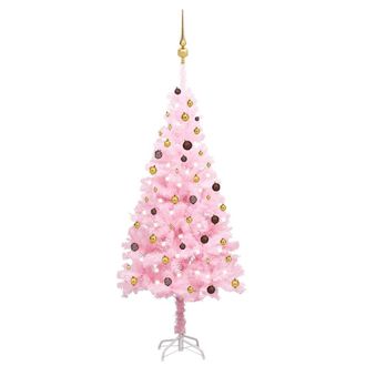 vidaXL &Aacute;rbol De Navidad Preiluminado Con Luces Y Bolas Rosa 210 Cm Vidaxl