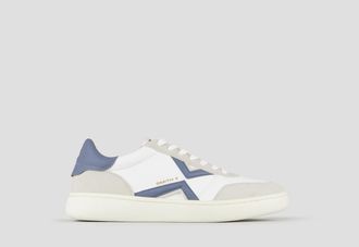 Alexander Smith Ocean Man in white leather and suede details, with blue logo and back