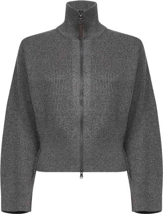 Brunello Cucinelli Cardigan con zip - Grigio