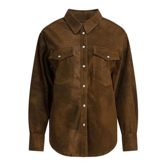 Isabel Marant Overhemden, Dames, Bruin, XS, Leer, Vintage Faux Leather Shirt Bruin