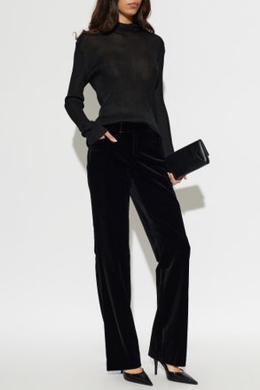 Balmain Ribbed Mock Neck Top, Womens, Black