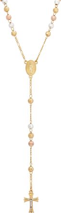 Savvy Cie Jewels 18K TRICOLOR GOLD PLATED DIAMOND CUT ROSARY