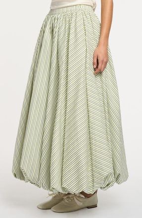 Cinq &agrave; Sept Sophie Stripe Cellah Skirt in Ivory/lime at Nordstrom, Size 12