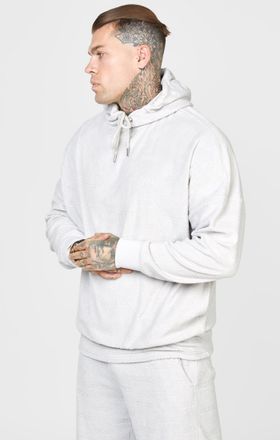 Siksilk Sudadera con capucha oversized de toalla gris para hombre SikSilk L