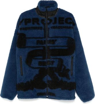 Y / Project Blauw/Zwart Fleece Jack Hoge Hals - Heren - Jassen - Blauw - M - Jassen