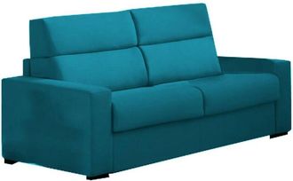 Dmora Dmora - Sof&aacute; Fijo 2 Plazas Letino, Sof&aacute; Lineal Para Sal&oacute;n, Acolchado, Desenfundable, Calidad 100% Made In Italy, 200x95 H100 Cm, Azul Claro