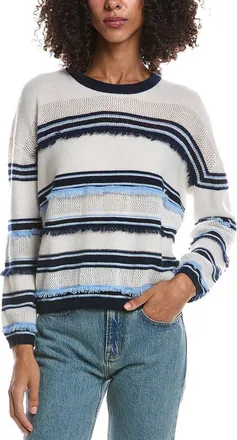 Brodie Funky Stripe Crewneck Cashmere Sweater