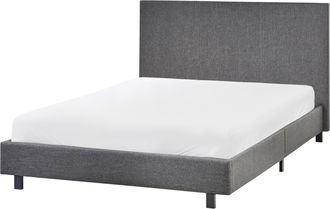 Beliani Cama Con Cabecero Peque&ntilde;a Moderna De Tela 120 X 200 Cm Con Colch&oacute;n Gris Albi