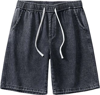Generic Mens Carpenter Workwear Distressed Denim Mens Casual Denim Shorts Mid Waist Casual Loose Summer Streetwear Unisex Denim Shorts S 560 (Dark Gray, M)