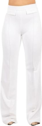 Elisabetta Franchi Broek met Dubbele Laag en Stretch Crepe - Dames - Wijde Broeken - Beige - M - Polyester - Broeken