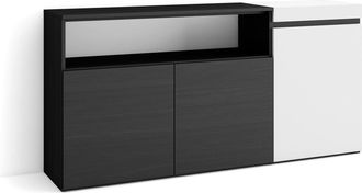 Skraut Home Skraut Home - Aparadores Para Sal&oacute;n, Gran Capacidad De Almacenaje, 150x75x35cm, 3 Puertas, Armario, Zapatero, Estilo Moderno, Blanco Y Negro