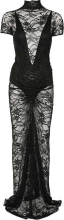 Andamane Palma Lace-overlay Ruched-detail Maxi Dress