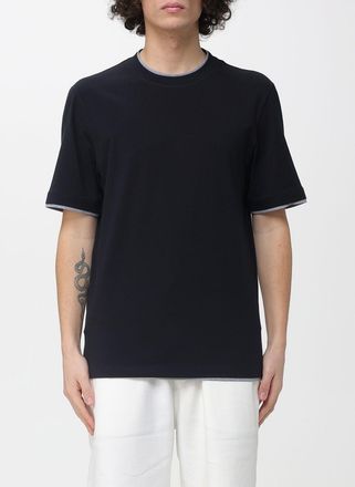 Brunello Cucinelli T-shirt a girocollo con contrasti in cotone