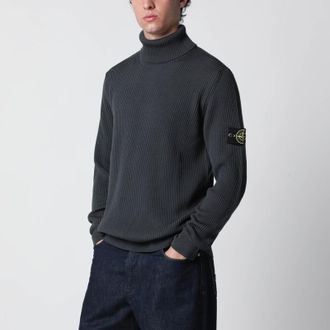 Stone Island Grey turtleneck sweater with regular fit