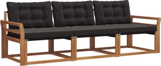 vidaXL Conjunto De Sof&aacute;s De Exterior 3 Uds. Natural Y Negro Vidaxl