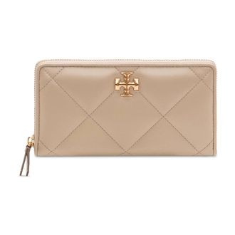 Tory Burch Accessoires, Dames, Beige, ONE Size, Leer, Kira Diamond Quilt Zip Continental Wallet