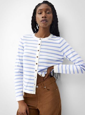 Ichi Womens Soft-knit boxy fitted Cardigan Sweater