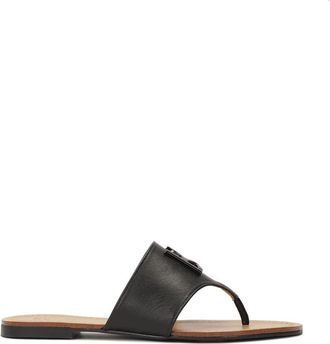 Kazar Zwarte leren slippers met brede band - Dames - Slippers - Zwart - 37 EU - Leer - Schoenen