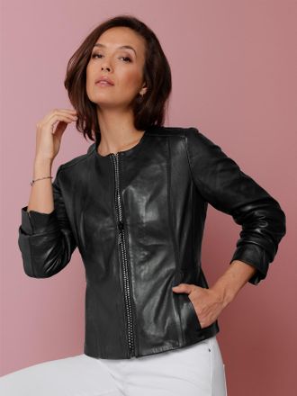 Mainpol Lederblazer MAINPOL Lammnappa-Lederblazer, Damen, Gr. 36, schwarz, 100% Lammnappaleder, Blazer Lederblazer