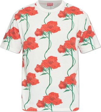 Kenzo T-shirt met bloemmotief - Heren - T-shirts - Wit - XL - Katoen - Tops