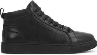 Kazar Zwarte leren sneakers met hoge schacht - Heren - Sneakers - Zwart - 46 EU - Leer - Schoenen
