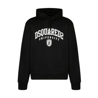 Dsquared2 Hoodies, male, Black, Size: 2XL Black University Cool Hoodie Sweater