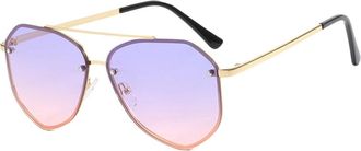 Generic Large Frame Metal Women Sunglasses Outdoor Commuter Party Sun Glasses(Purple)