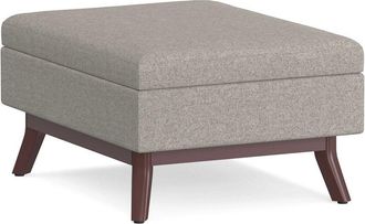 Simpli Home Owen 34In Mid Century Modern Rectangle Coffee Table Storage Ottoman