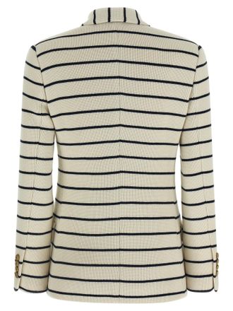 Brunello Cucinelli Striped Knit Blazer - Cream