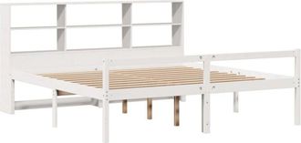 vidaXL Cama Con Estanter&iacute;a Sin Colch&oacute;n Madera Maciza Blanca 180x200 Cm Vidaxl