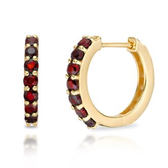 MAX + STONE 10k Yellow or White Gold 12MM Small Natural Gemstone Huggie Hoop Earrings
