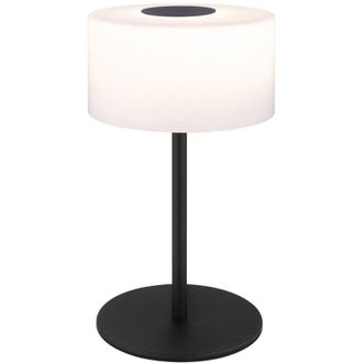 Globo Lighting Globo Trenton Lámpara de mesa cilíndrica con pantalla de cristal de alabastro opalino negro mate, LED 2700-4000K