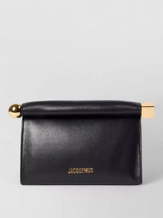 Jacquemus le rond carr&eacute; lamb leather clutch bag