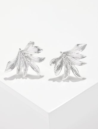 Talbots Palm Leaf Stud Earrings - Silver - 001 Talbots