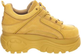 Buffalo Gele Leren Plateau Sneakers voor Vrouwen - Dames - Sneakers - Beige - 40 EU - Leer - Schoenen