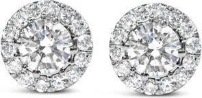 House of Brilliance 14K White Gold 3.0 Cttw Lab-Grown Diamond Hidden Halo Stud Earrings at Nordstrom