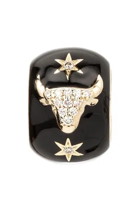 Adina Reyter Zodiac Ceramic & Diamond Bead Charm in Yellow Gold - Taurus at Nordstrom