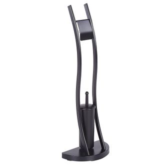 Beliani Soporte De Papel Higi&eacute;nico De Metal Negro Recubrimiento En Polvo Portarrollos Escobillero Accesorio De Ba&ntilde;o Moderno Soacha