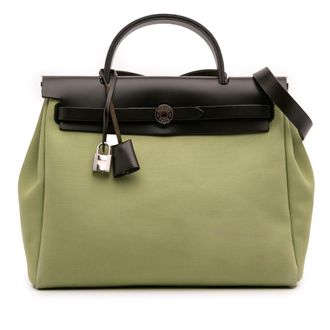 Herm&egrave;s Pea Green Toile Herbag Zip 31