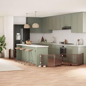 vidaXL Puerta De Perros Plegable 8 Paneles Madera &Aacute;lamo Marr&oacute;n 640 Cm Vidaxl