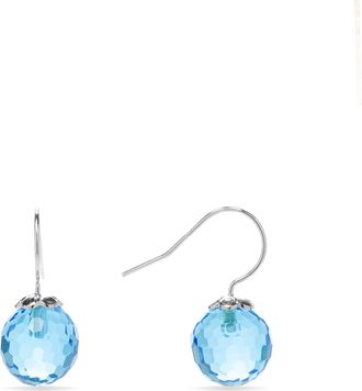 Luxenter Luxenter oorbellen, 925 sterling zilver, gele en aquamarijn blauwe hydrothermale kwarts, gerhodineerde afwerking