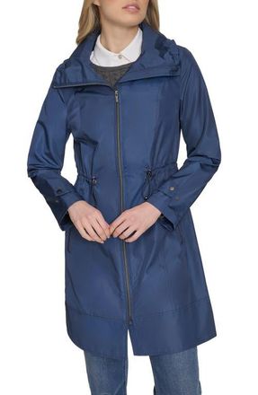 Cole Haan Travel Packable Hooded Rain Jacket in Coastal Bl at Nordstrom, Size X-Small