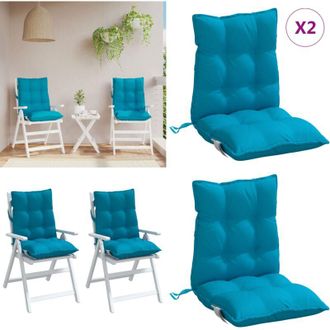 vidaXL Cuscini Sedia Schienale Basso 2 pz Azzurro in Tessuto Oxford - Cuscino per sedia - Cuscino per esterno