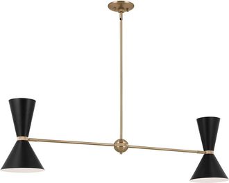 Elstead Lighting L&aacute;mpara colgante lineal, iluminaci&oacute;n dual, Bronce champ&aacute;n y negro