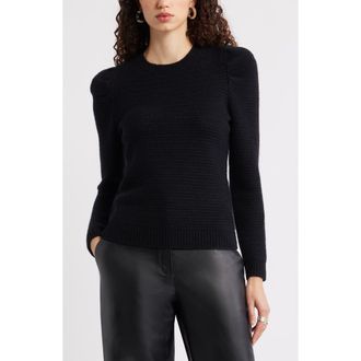 Nordstrom Wool & Cashmere Puff Sleeve Sweater in Black Rock at Nordstrom Rack, Size Xx-Large