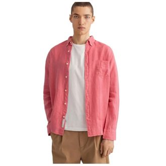GANT Regular Linen Overhemd - Heren - Casual Overhemden - Roze - L - Linnen - Overhemden