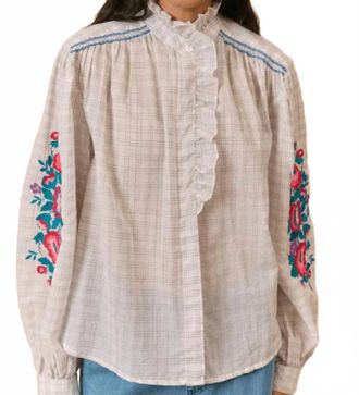 Louise Misha Cora Blouse In Cream Cruise Checks