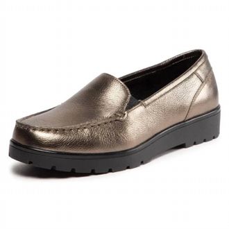 Ara Womens Dewitt Wedge Loafer - Medium In Taiga Metallic Calf